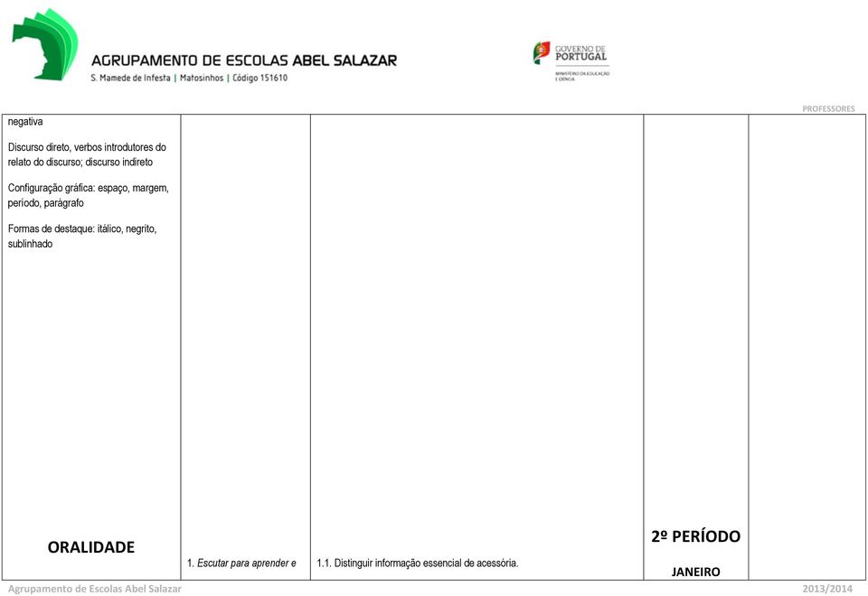 Formas de destaque: itálico, negrito, sublinhado ORALIDADE 1.