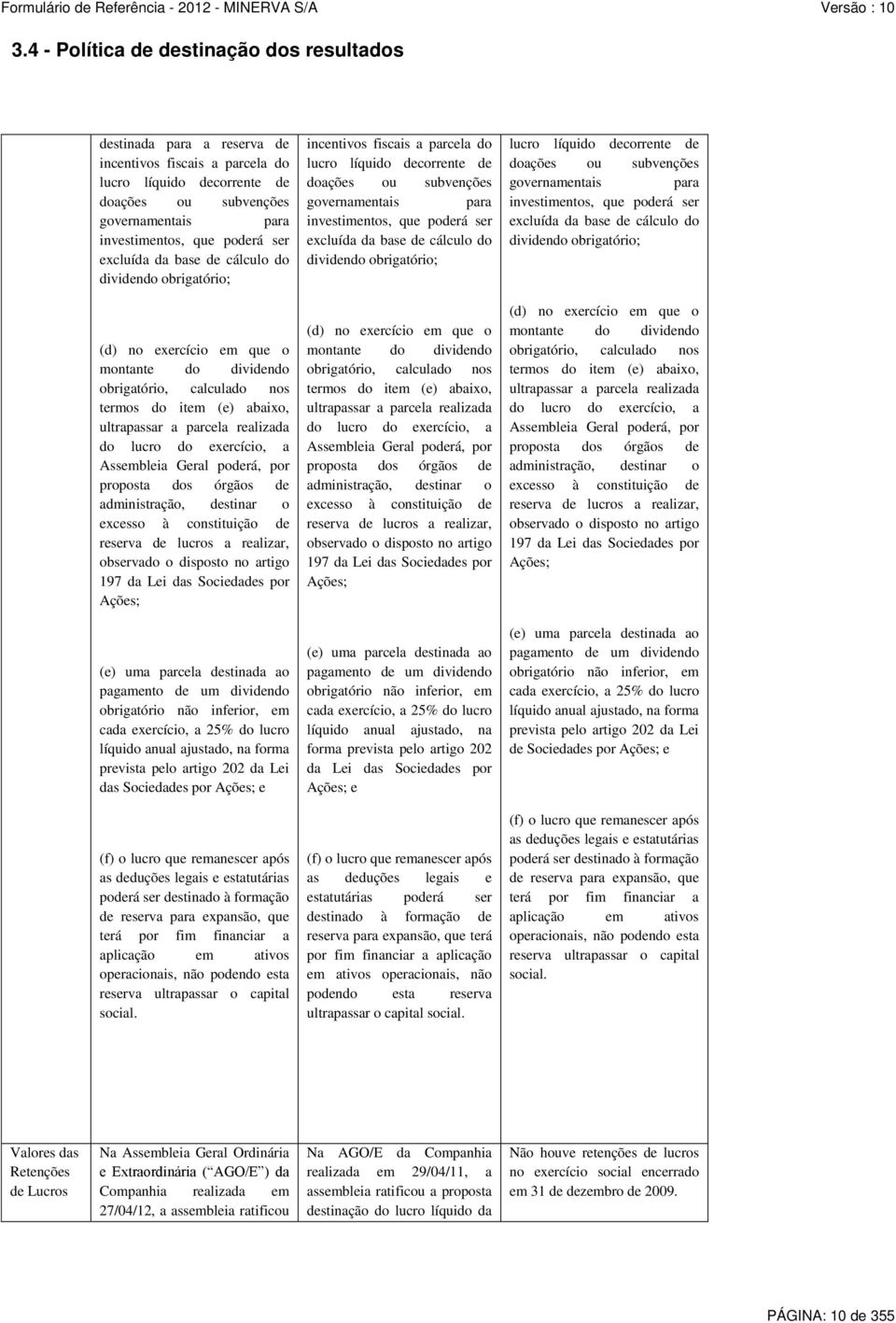 da base de cálculo do dividendo obrigatório; lucro líquido decorrente de doações ou subvenções governamentais para investimentos, que poderá ser excluída da base de cálculo do dividendo obrigatório;