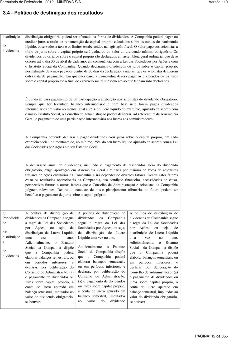 fiscal. O valor pago aos acionistas a título de juros sobre o capital próprio será deduzido do valor do dividendo mínimo obrigatório.