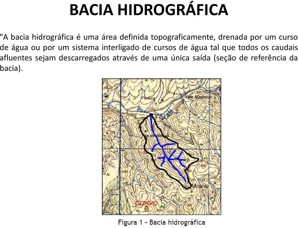 interligado de cursos de água tal que todos os caudais afluentes