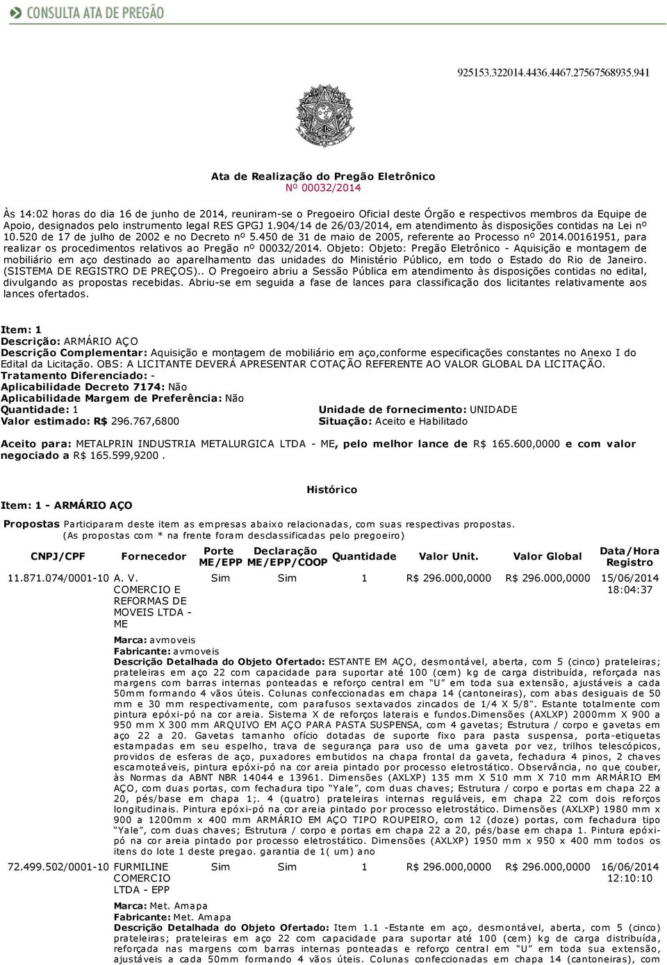 pelo instrumento legal RES GPGJ 1.904/14 de 26/03/2014, em atendimento às disposições contidas na Lei nº 10.520 de 17 de julho de 2002 e no Decreto nº 5.