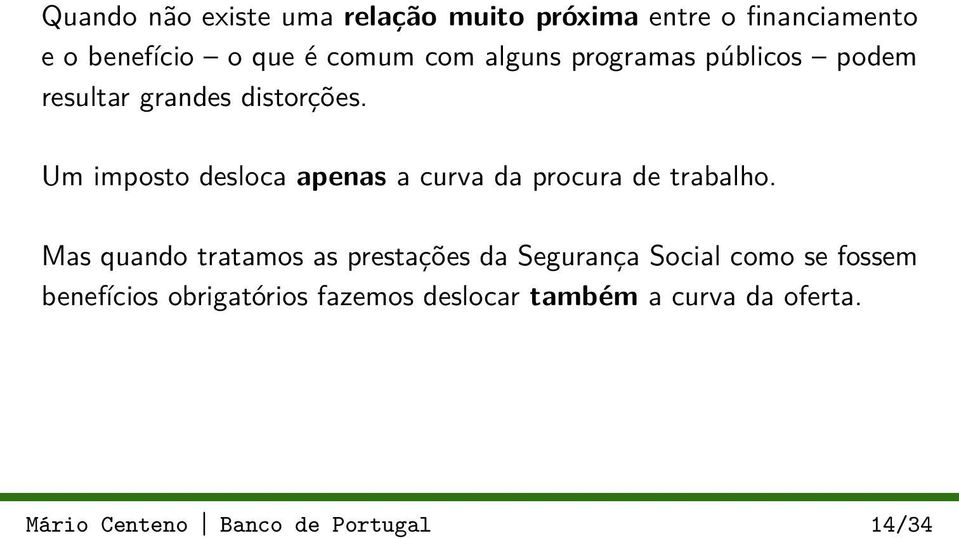 Um imposto desloca apenas a curva da procura de trabalho.