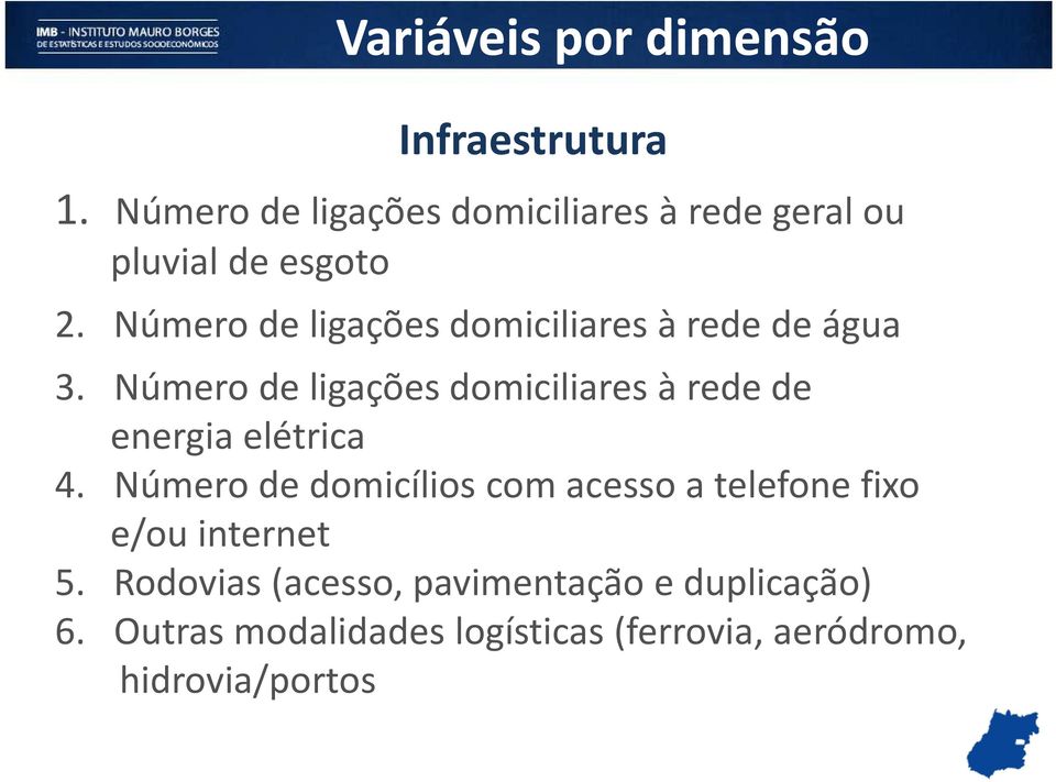 Número de ligações domiciliares à rede de energia elétrica 4.