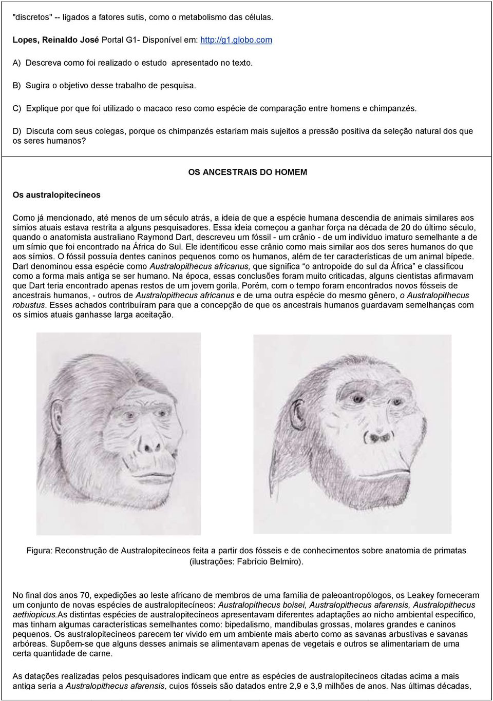 D) Discuta com seus colegas, porque os chimpanzés estariam mais sujeitos a pressão positiva da seleção natural dos que os seres humanos?