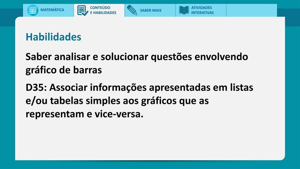 informações apresentadas em listas e/ou tabelas