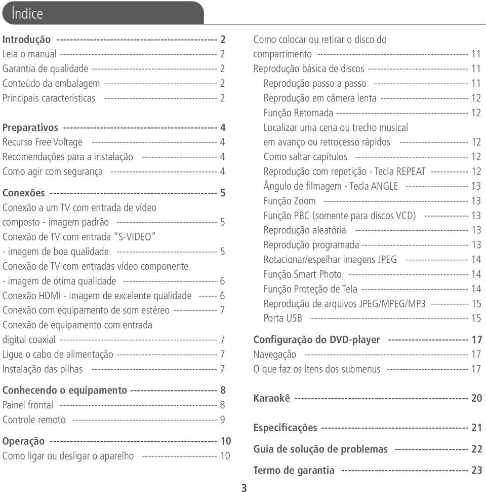 Free Voltage ---------------------------------------- 4 Recomendações para a instalação ------------------------ 4 Como agir com segurança ---------------------------------- 4 Conexões