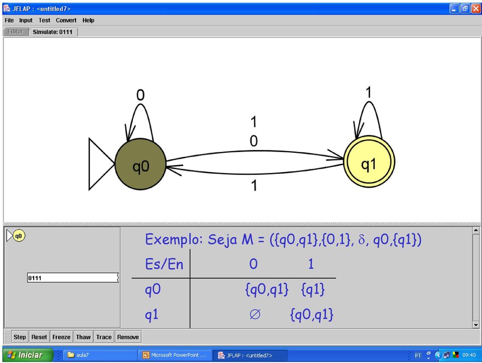 q0,{q1}) Es/En 0 1