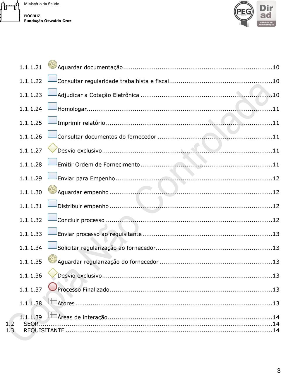 ..12 1.1.1.31 Distribuir empenho...12 1.1.1.32 Concluir processo...12 1.1.1.33 Enviar processo ao requisitante...13 1.1.1.34 Solicitar regularização ao fornecedor...13 1.1.1.35 Aguardar regularização do fornecedor.