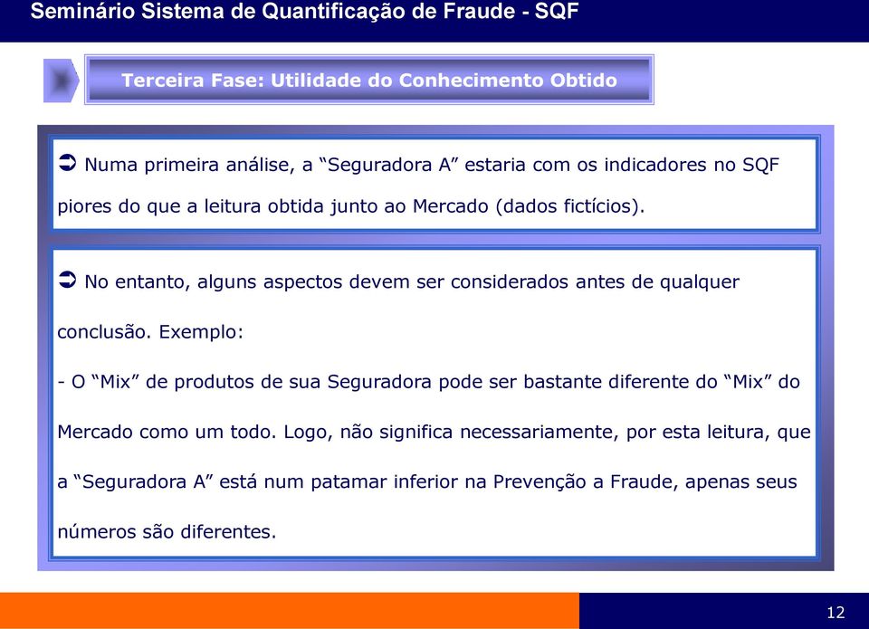 Exemplo: - O Mix de produtos de sua Seguradora pode ser bastante diferente do Mix do Mercado como um todo.