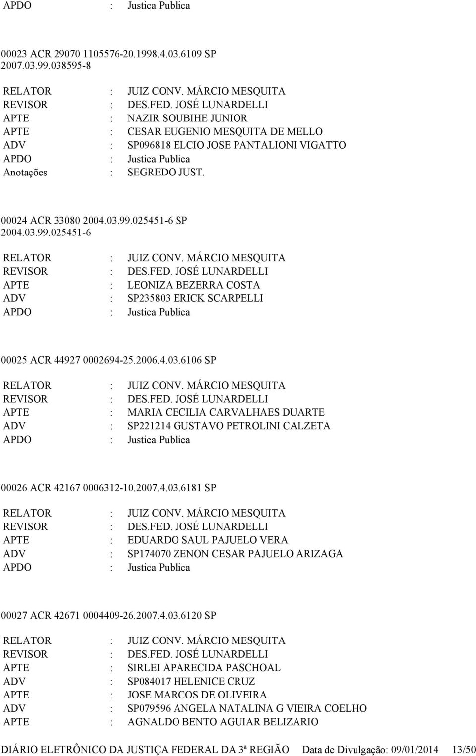 03.99.025451-6 SP 2004.03.99.025451-6 RELATOR : JUIZ CONV. MÁRCIO MESQUITA REVISOR : DES.FED.