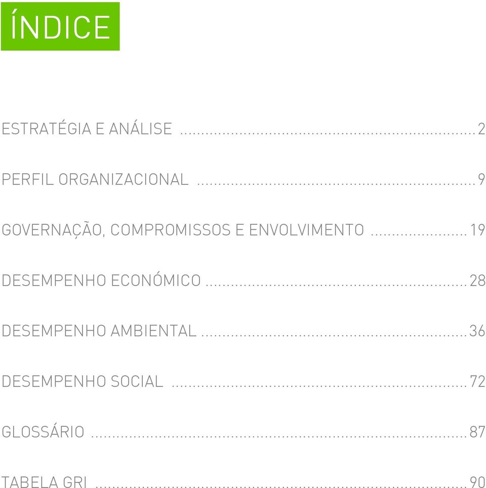 .. 19 DESEMPENHO ECONÓMICO... 28 DESEMPENHO AMBIENTAL.