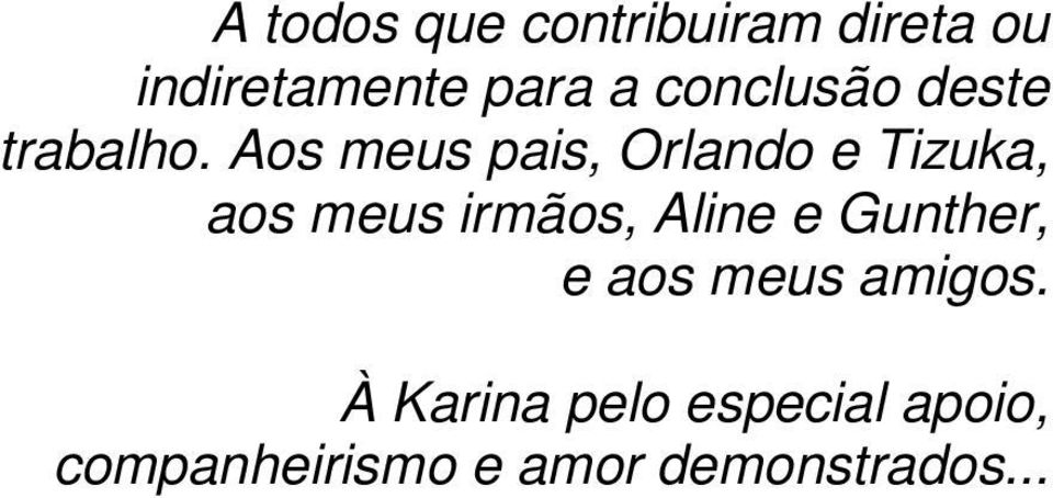 Aos meus pais, Orlando e Tizuka, aos meus irmãos, Aline e