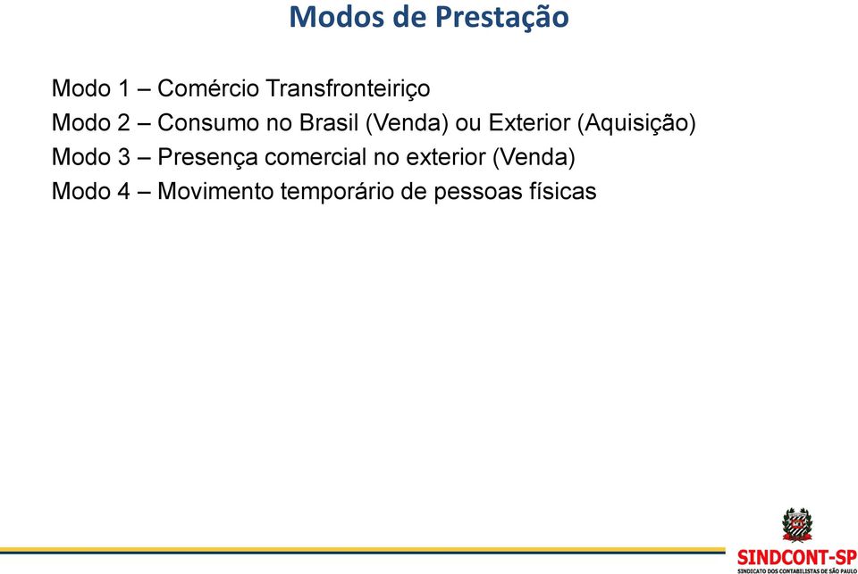 ou Exterior (Aquisição) Modo 3 Presença comercial