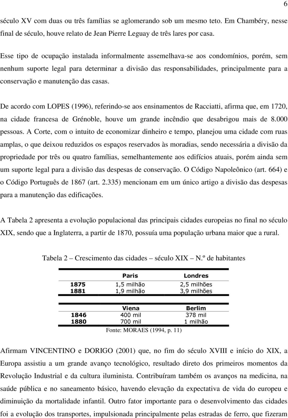 manutenção das casas. De acordo com LOPES (1996), referindo-se aos ensinamentos de Racciatti, afirma que, em 1720, na cidade francesa de Grénoble, houve um grande incêndio que desabrigou mais de 8.