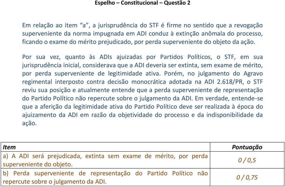 Por sua vez, quanto às ADIs ajuizadas por Partidos Políticos, o STF, em sua jurisprudência inicial, considerava que a ADI deveria ser extinta, sem exame de mérito, por perda superveniente de