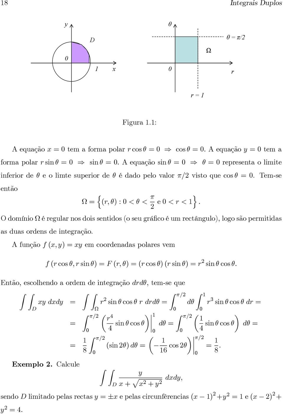 O domínio Ω é regular nos dois sentidos (o seu gráfico é um rectângulo), logo são permitidas as duas ordens de integração.