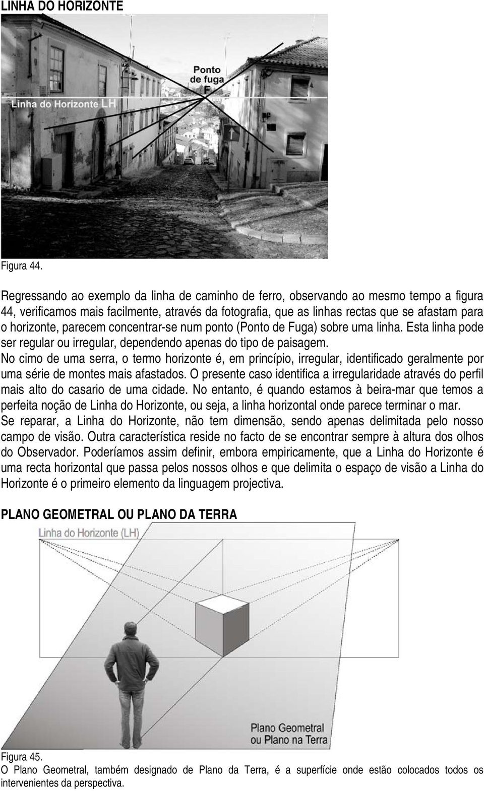 parecem concentrar-se num ponto (Ponto de Fuga) sobre uma linha. Esta linha pode ser regular ou irregular, dependendo apenas do tipo de paisagem.