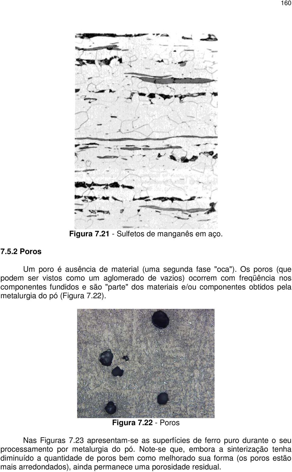 obtidos pela metalurgia do pó (Figura 7.22). Figura 7.22 - Poros Nas Figuras 7.