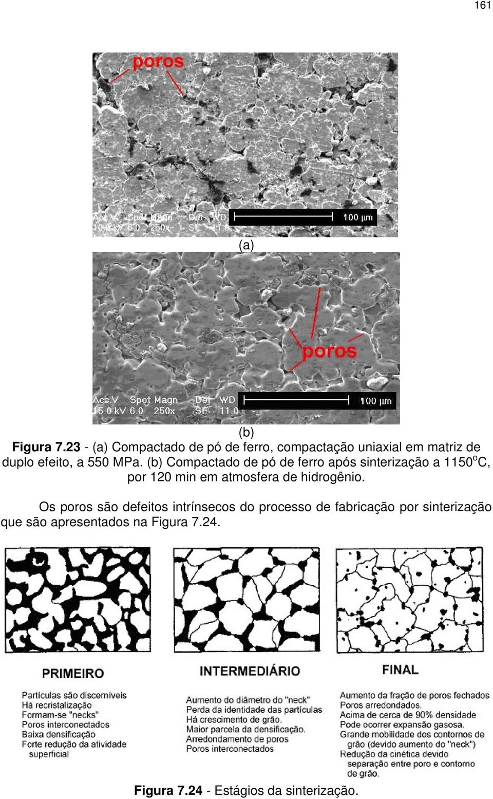 MPa. (b) Compactado de pó de ferro após sinterização a 1150 o C, por 120 min em atmosfera de