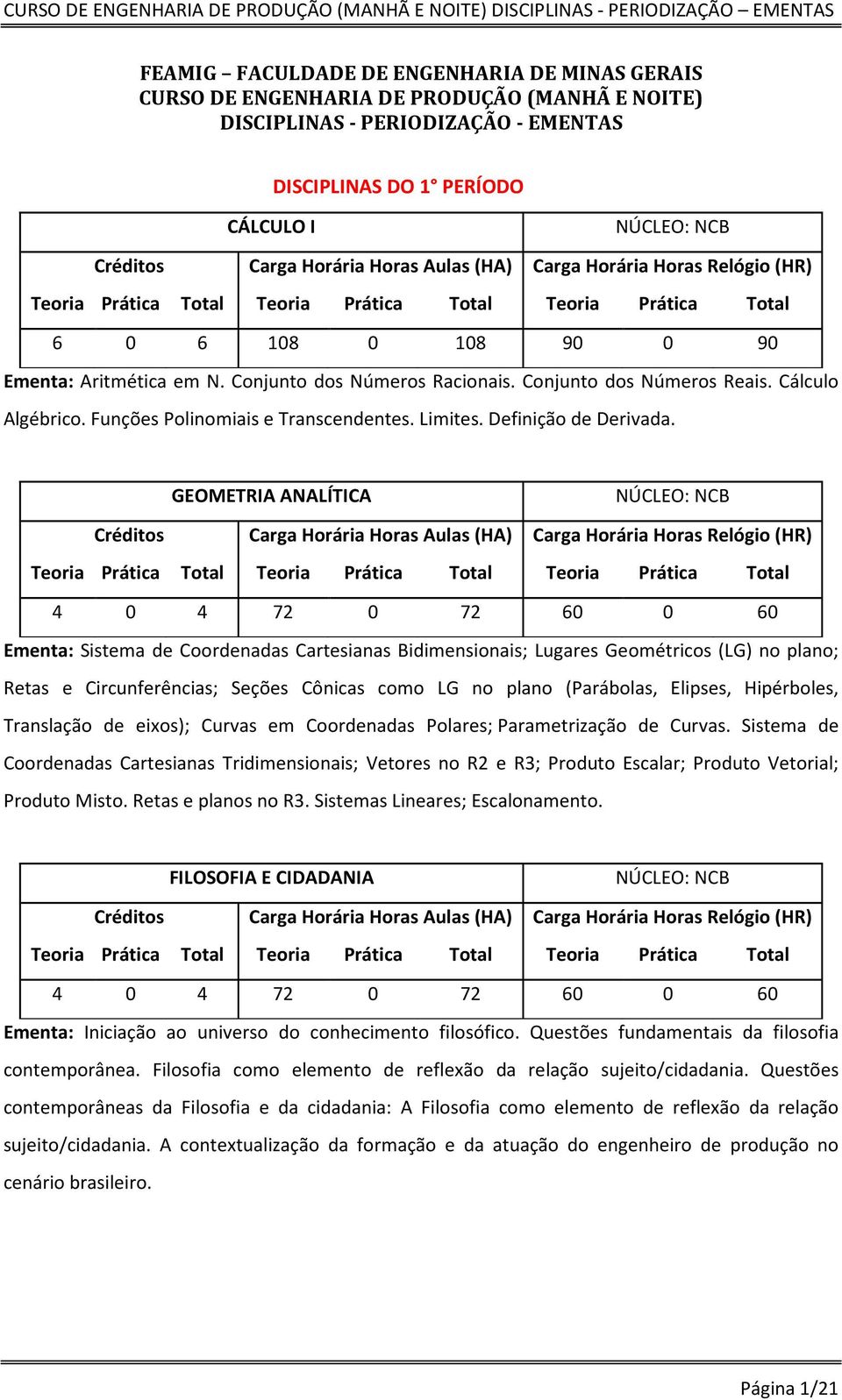 GEOMETRIA ANALÍTICA Ementa: Sistema de Coordenadas Cartesianas Bidimensionais; Lugares Geométricos (LG) no plano; Retas e Circunferências; Seções Cônicas como LG no plano (Parábolas, Elipses,