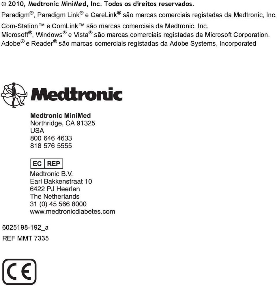 Com-Station e ComLink são marcas comerciais da Medtronic, Inc.