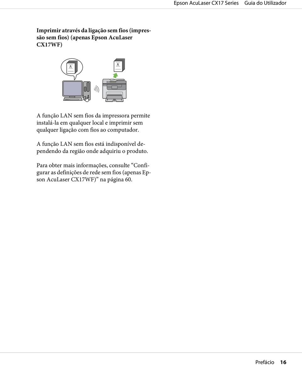 computador. A função LAN sem fios está indisponível dependendo da região onde adquiriu o produto.