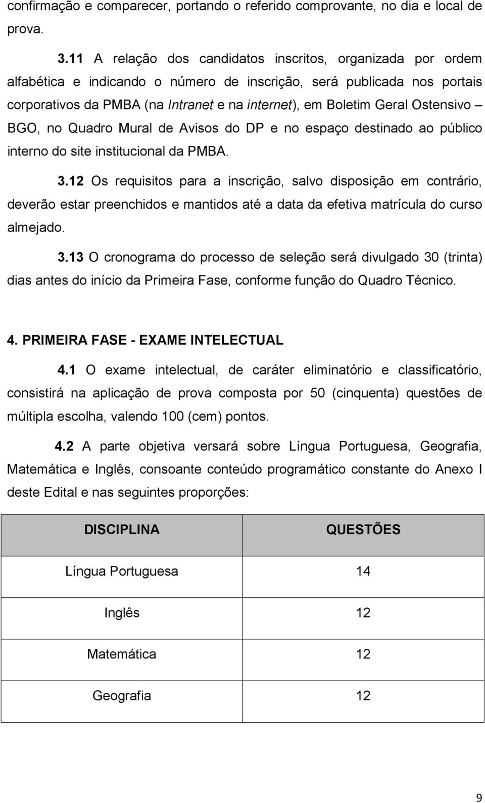 Ostensivo BGO, no Quadro Mural de Avisos do DP e no espaço destinado ao público interno do site institucional da PMBA. 3.