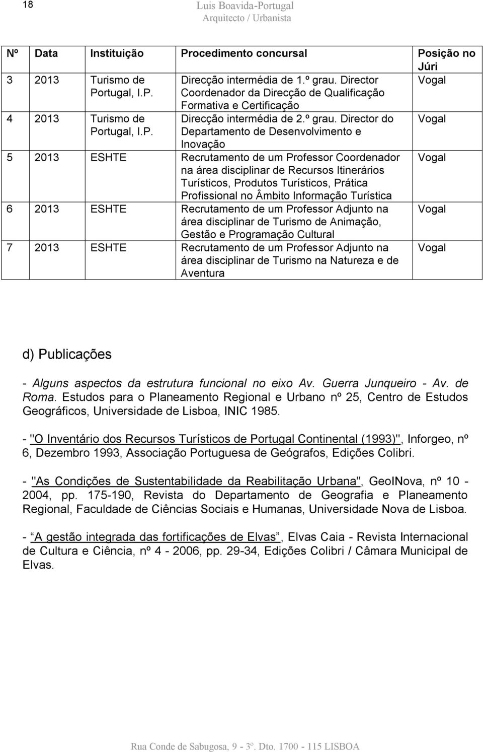 Director do Departamento de Desenvolvimento e Inovação 5 2013 Recrutamento de um Professor na área disciplinar de Recursos Itinerários s, Produtos s, Prática Profissional no Âmbito Informação