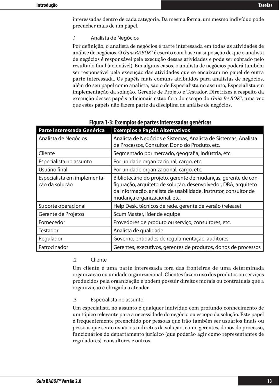 O Guia BABOK é escrito com base na suposição de que o analista de negócios é responsável pela execução dessas atividades e pode ser cobrado pelo resultado final (acionável).