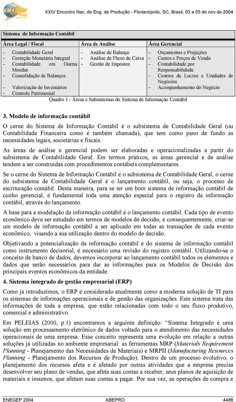 Valorização de Inventários - Acompanhamento do Negócio - Controle Patrimonial Quadro 1 - Áreas e Subsistemas do Sistema de Informação Contábil 3.