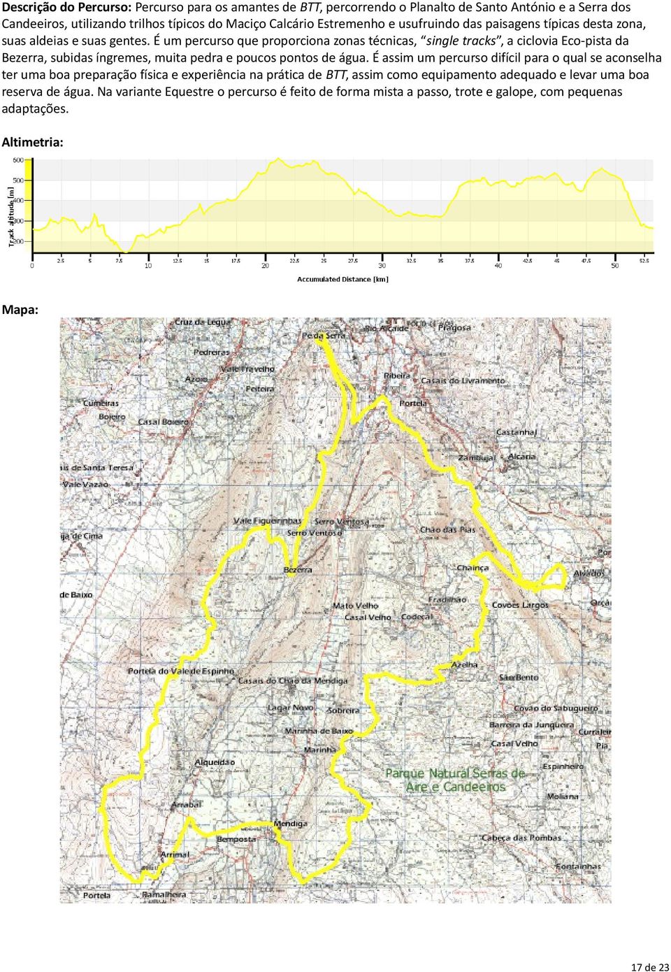 É um percurso que proporciona zonas técnicas, single tracks, a ciclovia Eco-pista da Bezerra, subidas íngremes, muita pedra e poucos pontos de água.