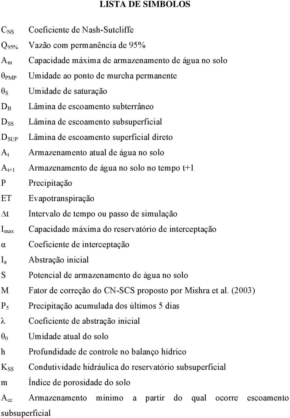 água no solo no tempo t+1 P Precipitação ET Evapotranspiração t Intervalo de tempo ou passo de simulação I max α I a S Capacidade máxima do reservatório de interceptação Coeficiente de interceptação