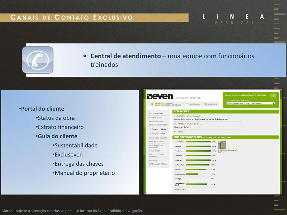 cliente Status da obra Extrato financeiro Guia do cliente