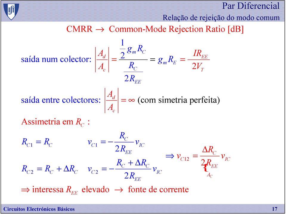colectores: = (com simetria perfeita) A Assimetria em = = : A A = + = EE d c