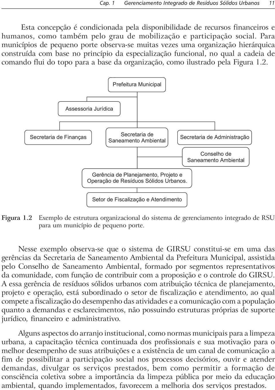 Para municípios de pequeno porte observa-se muitas vezes uma organização hierárquica construída com base no princípio da especialização funcional, no qual a cadeia de comando flui do topo para a base