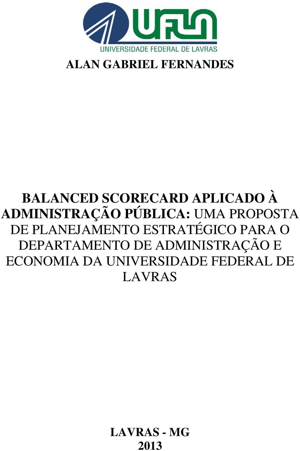 ESTRATÉGICO PARA O DEPARTAMENTO DE ADMINISTRAÇÃO E