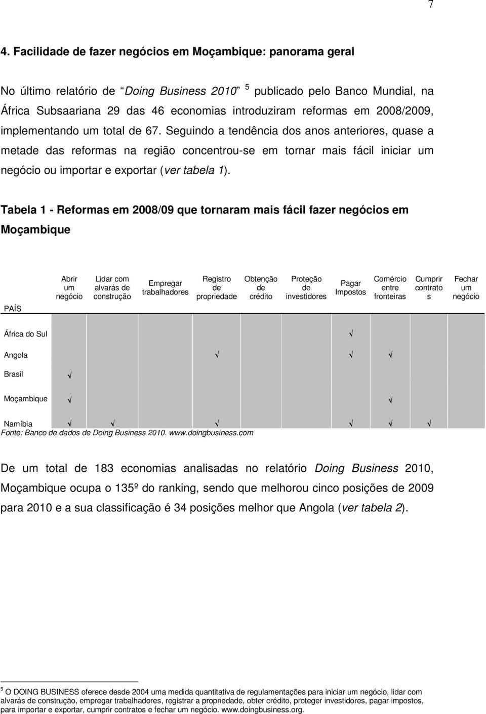 Seguindo a tendência dos anos anteriores, quase a metade das reformas na região concentrou-se em tornar mais fácil iniciar um negócio ou importar e exportar (ver tabela 1).