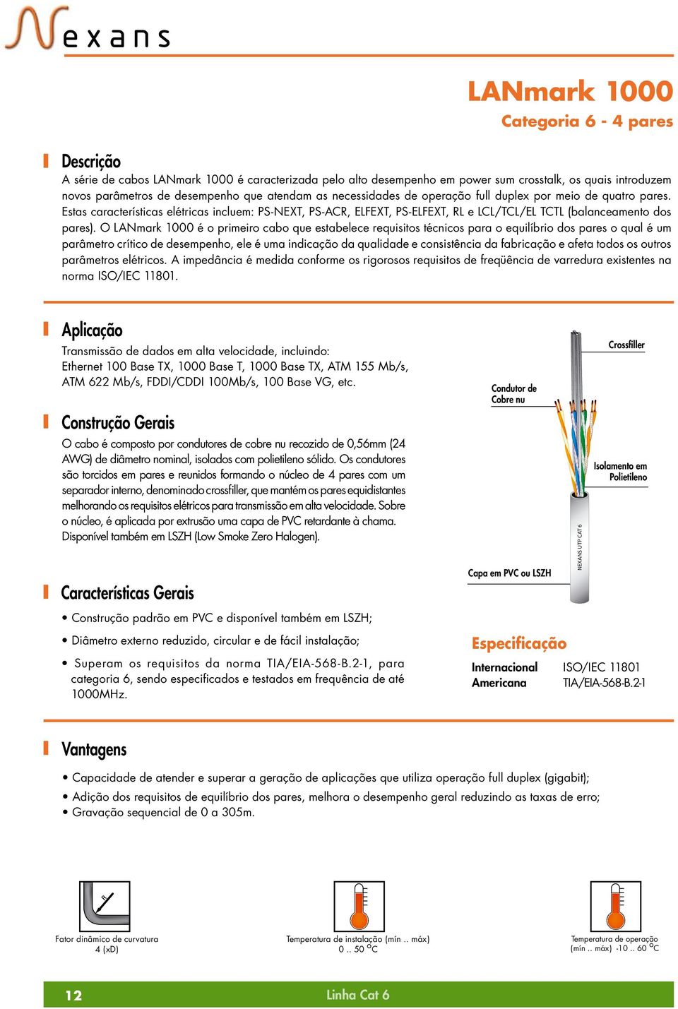 O LANmark 1000 é o primeiro cabo que estabelece requisitos técnicos para o equilíbrio dos pares o qual é um parâmetro crítico de desempenho, ele é uma indicação da qualidade e consistência da