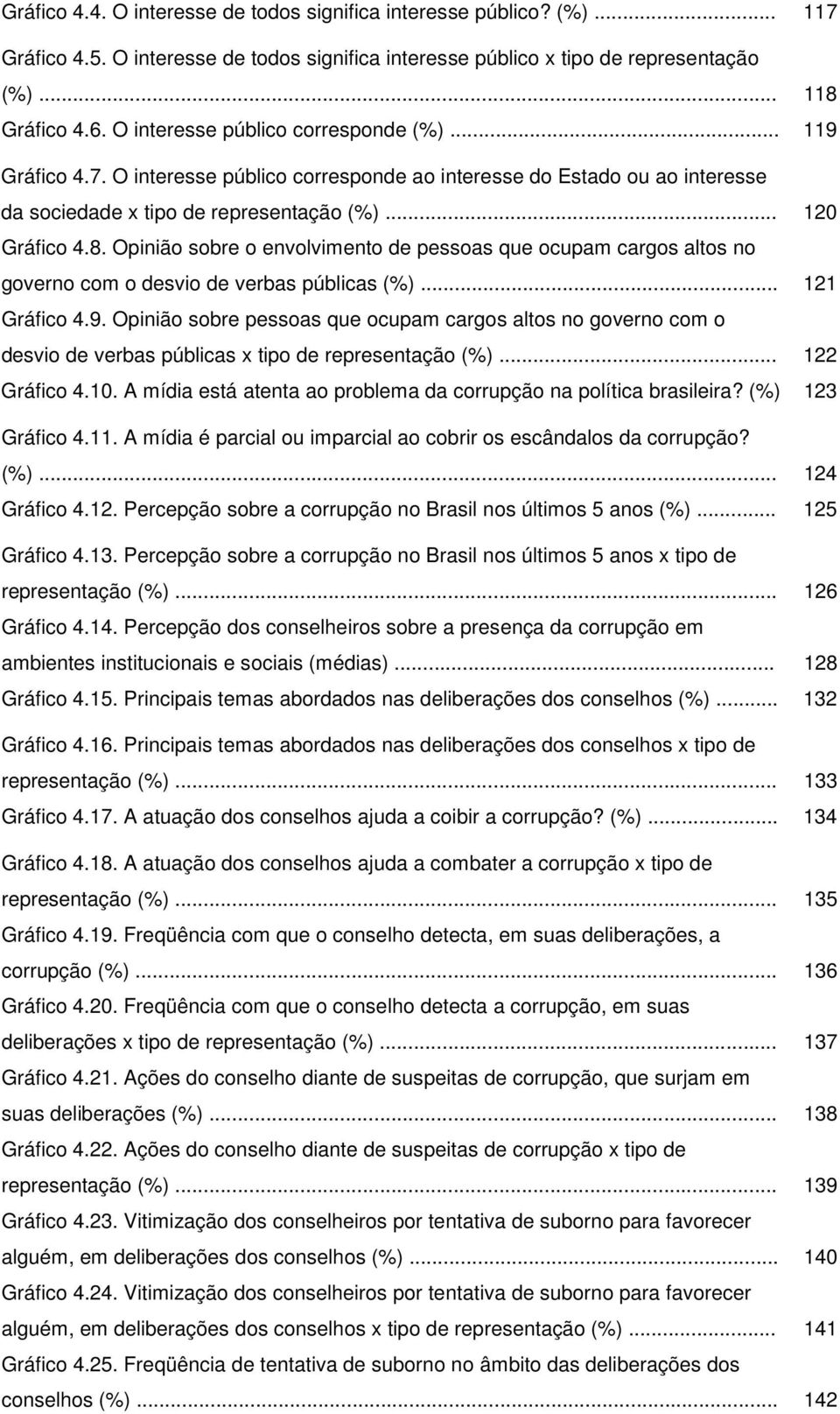 Opinião sobre o envolvimento de pessoas que ocupam cargos altos no governo com o desvio de verbas públicas (%)... 121 Gráfico 4.9.