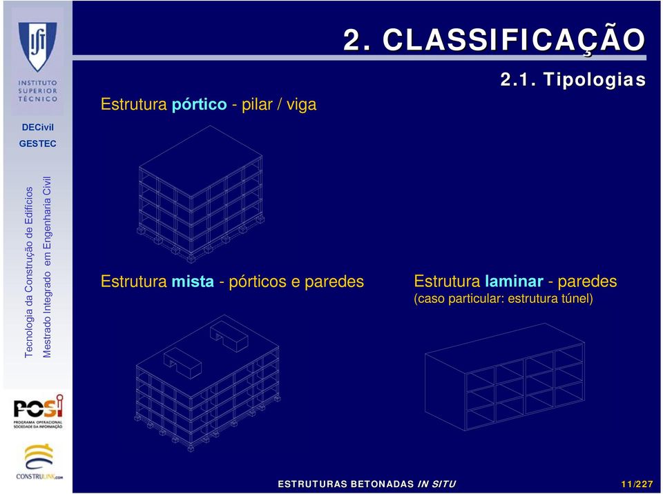 Tipologias Estrutura mista - pórticos e