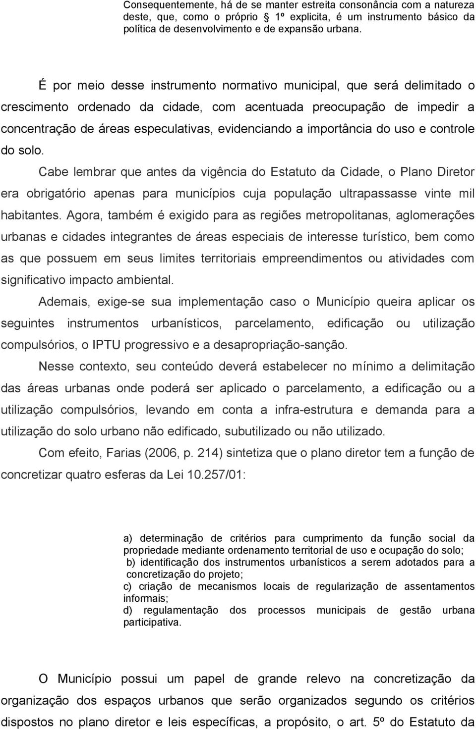 importância do uso e controle do solo.