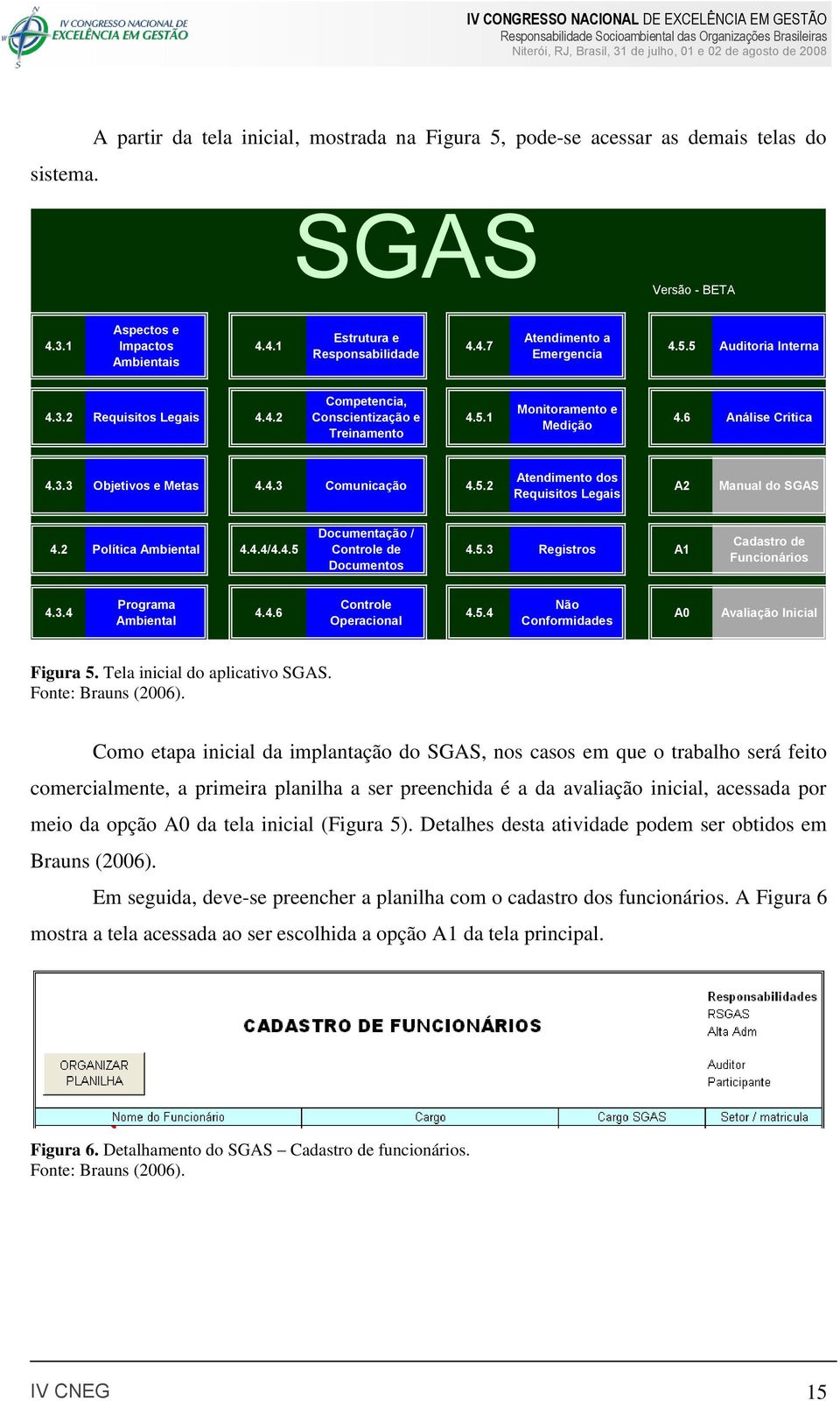 2 Política Ambiental 4.4.4/4.4.5 Documentação / Controle de Documentos 4.5.3 Registros A1 Cadastro de Funcionários 4.3.4 Programa Ambiental 4.4.6 Controle Operacional 4.5.4 Não Conformidades A0 Avaliação Inicial Figura 5.