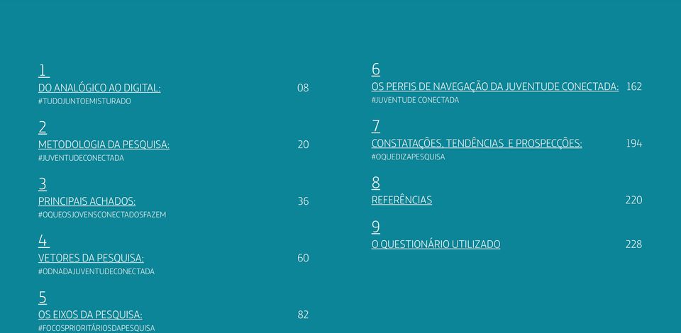 navegação da juventude conectada: 162 #Juventude conectada 7 Constatações, tendências e prospecções: 194