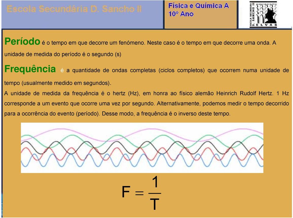 tempo (usualmente medido em segundos). A unidade de medida da frequência é o hertz (Hz), em honra ao físico alemão Heinrich Rudolf Hertz.