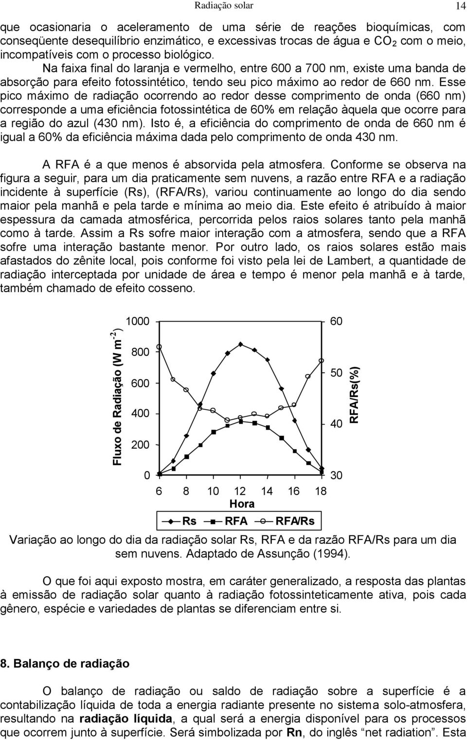 Na faixa final do laranja e vermelho, entre 600 a 700 nm, existe uma banda de absorção para efeito fotossintético, tendo seu pico máximo ao redor de 660 nm.