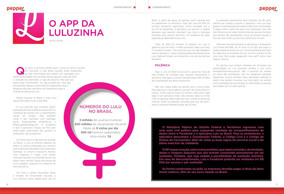 Outra novidade: até o dia 25 de dezembro, o aplicativo vai permitir o acesso daqueles que queiram descobrir sua nota e hashtags postadas pelo público feminino.