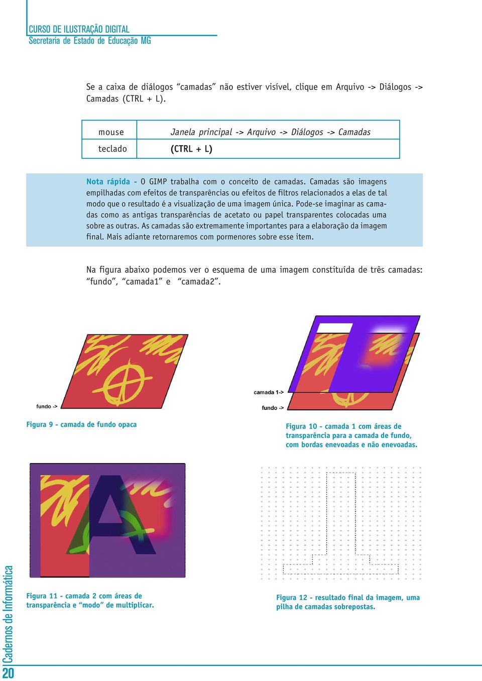 Camadas são imagens empilhadas com efeitos de transparências ou efeitos de filtros relacionados a elas de tal modo que o resultado é a visualização de uma imagem única.