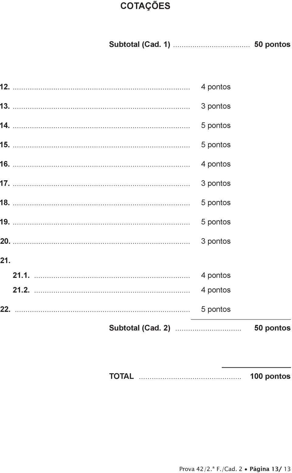 ... 5 pontos 20.... 3 pontos 21. 21.1.... 4 pontos 21.2.... 4 pontos 22.