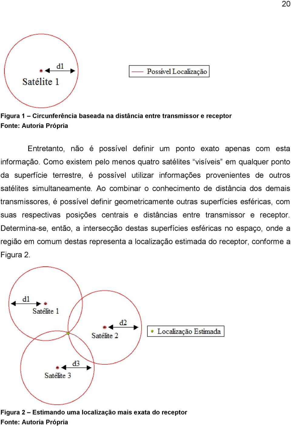 Ao combinar o conhecimento de distância dos demais transmissores, é possível definir geometricamente outras superfícies esféricas, com suas respectivas posições centrais e distâncias entre