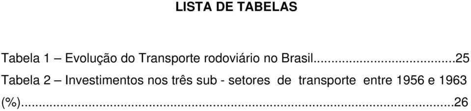 ..25 Tabela 2 Investimentos nos três sub